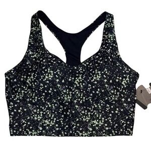 Marika Cycle House Sports Bra Women Black Green Floral Racerback GLB1049A NWT LG